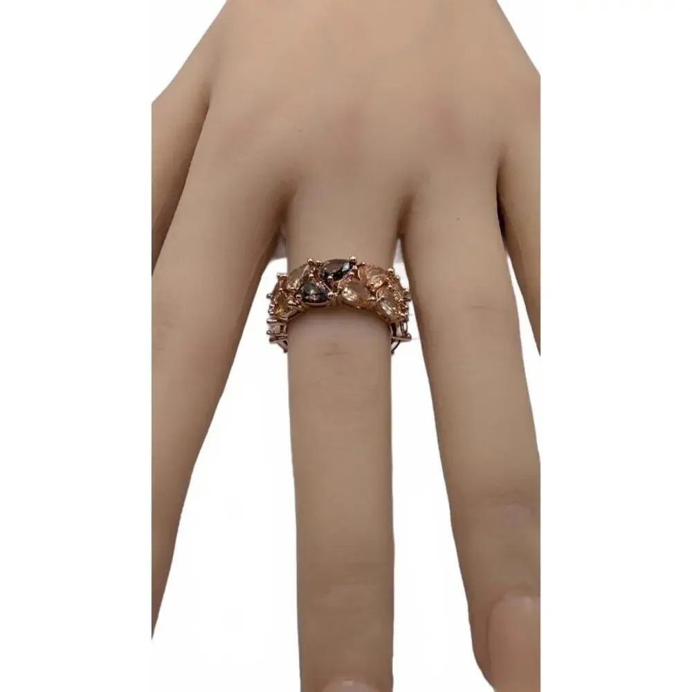 Elegant Rose Gold plated Multi-Stone Ring Size 7